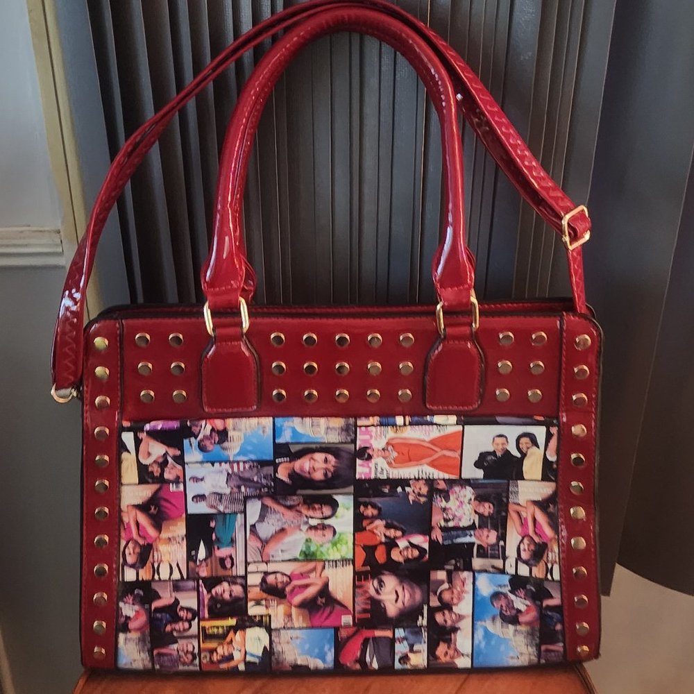 Satchel, Deep Red, Studded, Shoulder or hand, Michelle Obama Magazine